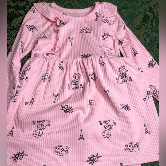NWT 2t Carters paris poodle dog eiffel tower twirl ruffle dress party pink fall - Picture 1 of 4